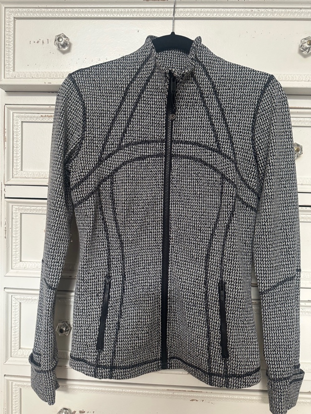 lululemon athletica Black and White Knit Zip-Up Utility Jacket